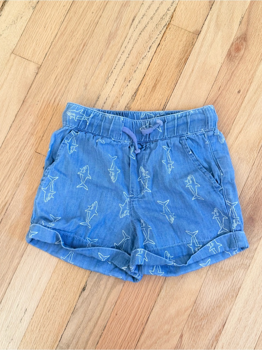 TUCKER + TATE Blue Denim Shark Print Shorts
